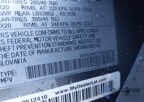 2017 Audi Q7 3.0T Premium z USA, uszkodzony, nr VIN WA1LAAF71HD025718